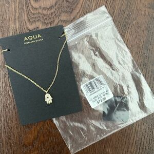 Aqua Sterling Silver Hamsa Necklace